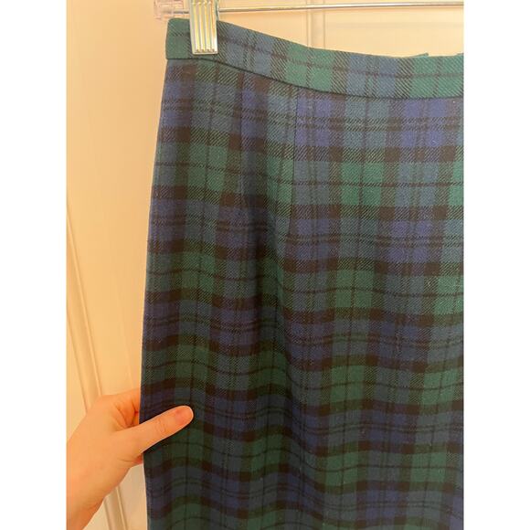 Vintage Pendleton Womens 8 Tartan Plaid Skirt Blue Green 100% Virgin Wool Pencil - Picture 10 of 11